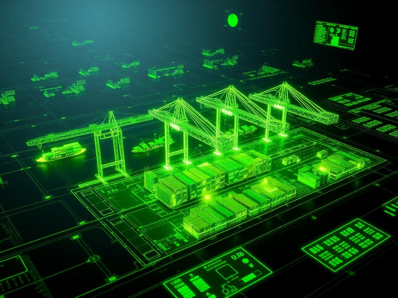 3D digital twin visualisation of a port terminal with data overlays